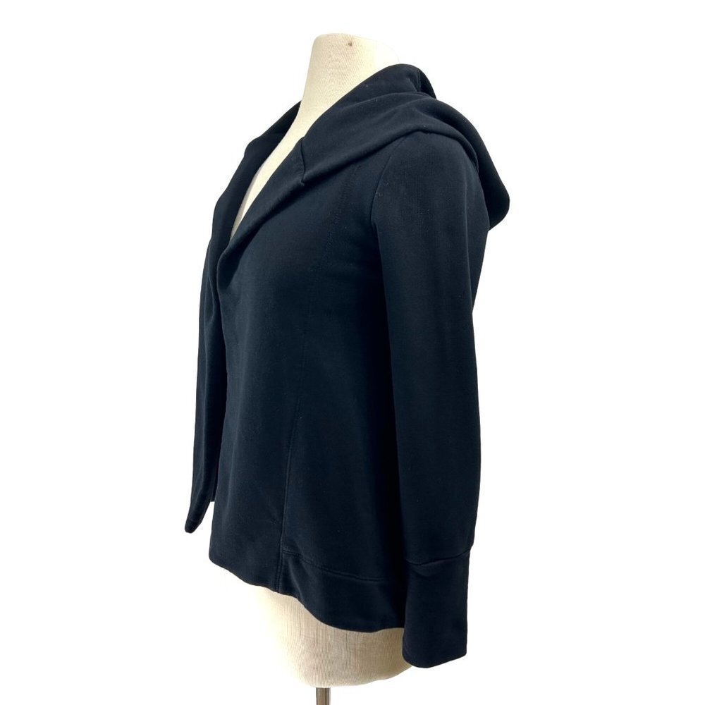 James Perse Jacket Women Small Black Open Front Hooded Pumice Avant- garden - Picture 3 of 8